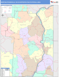 Weirton-Steubenville Metro Area Wall Map Color Cast Style 2025